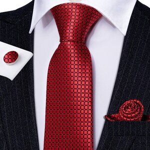 New Men Plaid/Striped Ties Set Silk Business Wedding Formal Fashion Necktie